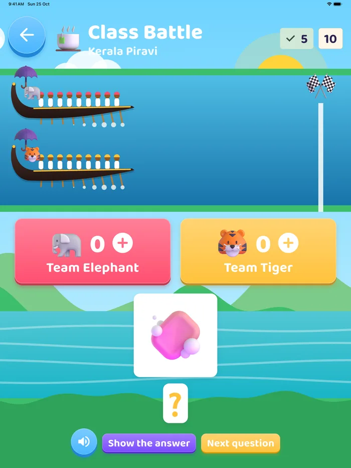 Class Battle on a tablet: two teams race snake boats